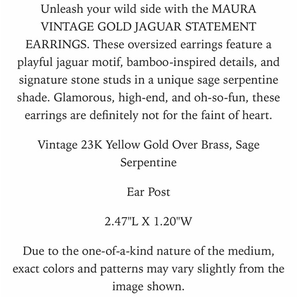 Sold Out Kendra Scott Maura Vintage Gold Jaguar Earrings in Sage Serpentine - Picture 8 of 13